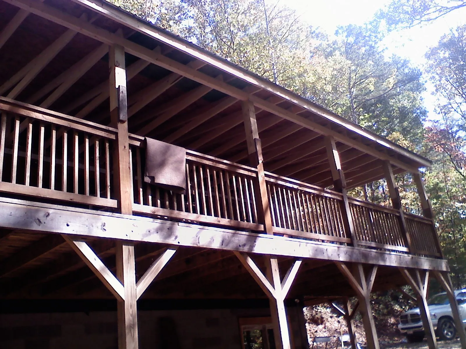 Timber framing under a new elevated porch and deck — Roof Leak Repair in Clarendon Hills by Roofing Brothers